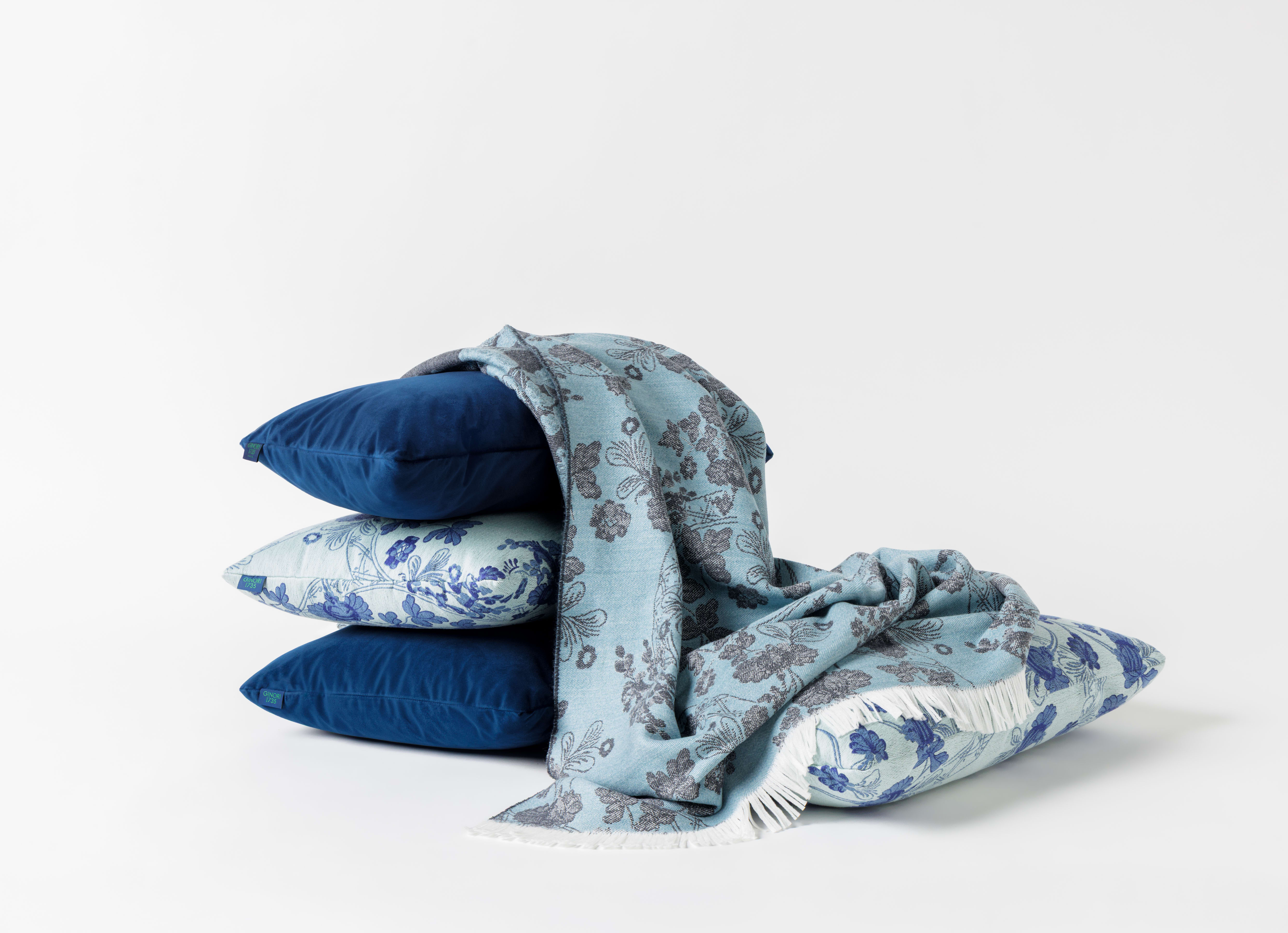 Light-blue merino wool plaid | Textiles | Ginori 1735